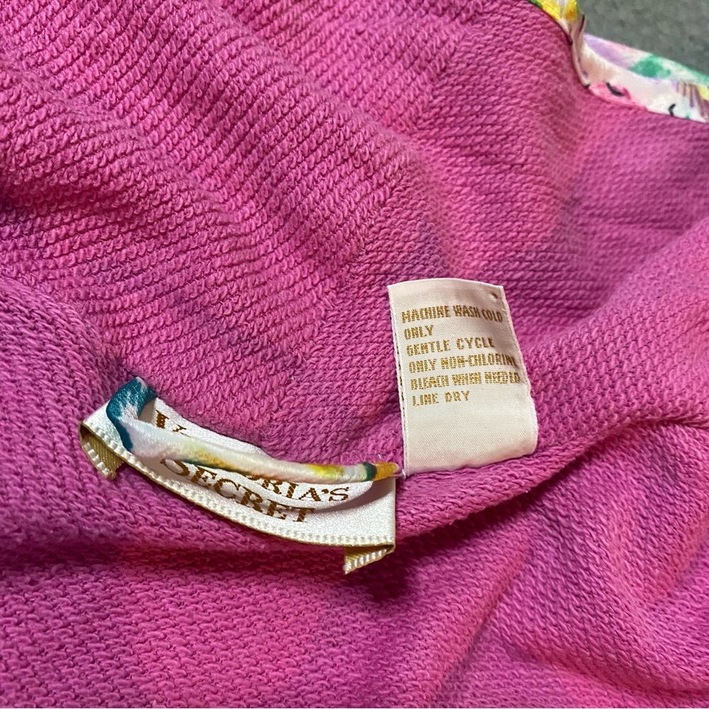 Vtg Victorias Secret Bathrobe One Size Pink Floral Terry Lined Gold Label *FLAWS - Picture 9 of 16